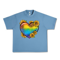 Pebble Blue Pride Heart And Sunflower Urban Heavy Tee - BundleAndBundleShop