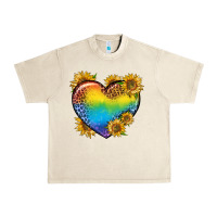 Sandshell Pride Heart And Sunflower Urban Heavy Tee - BundleAndBundleShop