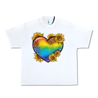 White Pride Heart And Sunflower Urban Heavy Tee - BundleAndBundleShop