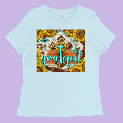 Grateful Cross Ladies Tee Designed By Barkaloodesign