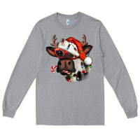 Heather Grey Christmas cow with antlers Long Sleeve Tee - Jasminsmagicworld