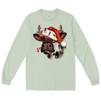 Matcha Christmas cow with antlers Long Sleeve Tee - Jasminsmagicworld