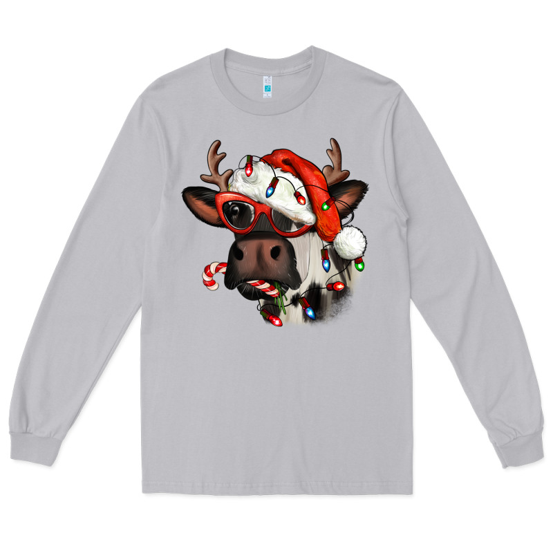 Christmas Cow With Antlers Long Sleeve Tee by Jasminsmagicworld | Teevron