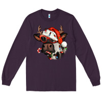 Plum Christmas cow with antlers Long Sleeve Tee - Jasminsmagicworld