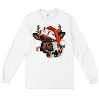 White Christmas cow with antlers Long Sleeve Tee - Jasminsmagicworld