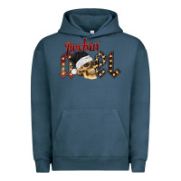 Pigment Midnight Navy rockin noel skull Urban Hoodie - CowhideDigitalArt