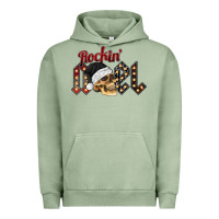 Pigment Oil Green rockin noel skull Urban Hoodie - CowhideDigitalArt