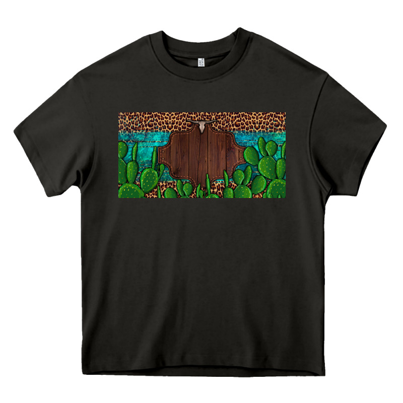 Western Cactus Leopard And Turquoise Custom Nametext License Plate Heavy Core Tee by Artiststas | Teevron