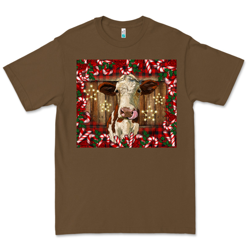 Christmas Heifer With Candy Canes Premium Tee by BarkalooDesign | Teevron