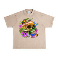 French Oak Pride Skull And Transgender Symbol With Peace Urban Heavy Tee - BundleAndBundleShop