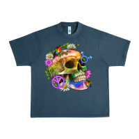 Midnight Navy Pride Skull And Transgender Symbol With Peace Urban Heavy Tee - BundleAndBundleShop