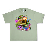 Oil Green Pride Skull And Transgender Symbol With Peace Urban Heavy Tee - BundleAndBundleShop
