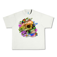 Pistachio Pride Skull And Transgender Symbol With Peace Urban Heavy Tee - BundleAndBundleShop