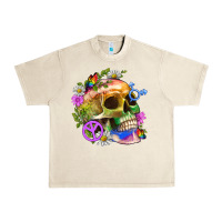 Sandshell Pride Skull And Transgender Symbol With Peace Urban Heavy Tee - BundleAndBundleShop
