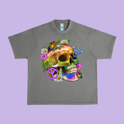 Pride Skull And Transgender Symbol With Peace Urban Heavy Tee Designed By Bundleandbundleshop