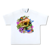 White Pride Skull And Transgender Symbol With Peace Urban Heavy Tee - BundleAndBundleShop
