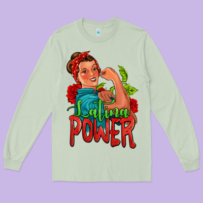 Latina Power Strong Woman Long Sleeve Tee Designed By Jasminsmagicworld