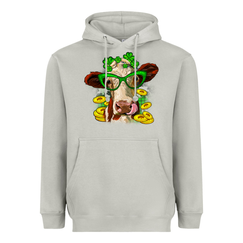 St. Patrick's Day Cow Heavyweight Hoodie by OliviaCreatesArt | Teevron