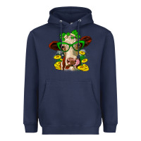Navy St. Patrick's Day cow Heavyweight Hoodie - OliviaCreatesArt