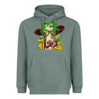 Sage St. Patrick's Day cow Heavyweight Hoodie - OliviaCreatesArt