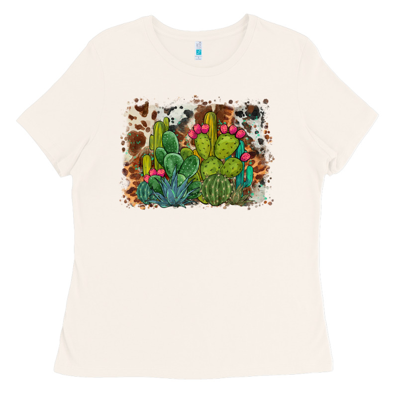 Watercolor Cactus Western Background Ladies Tee by BarkalooDesign | Teevron