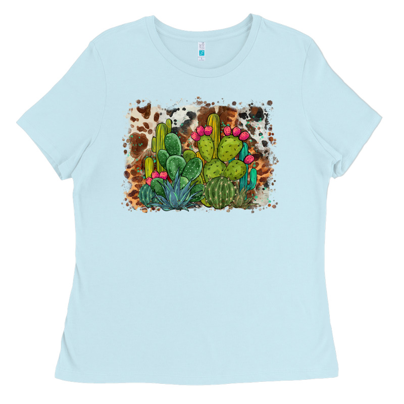 Watercolor Cactus Western Background Ladies Tee by BarkalooDesign | Teevron
