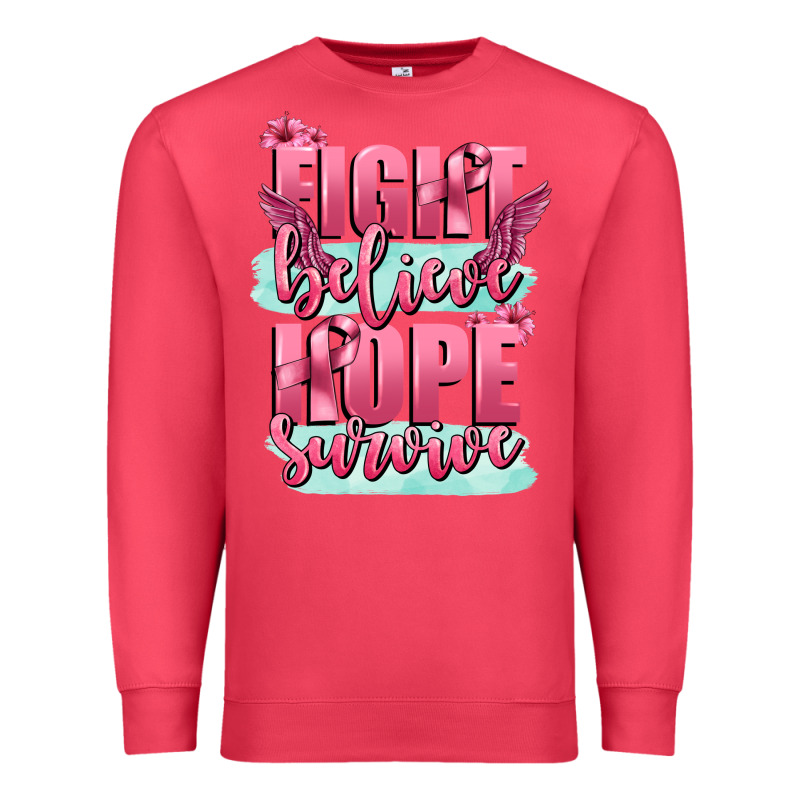 Fight Believe Hope Survive Cancer Awareness Premium Sweatshirt by FaDigitalArtStudio | Teevron