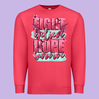 Fight Believe Hope Survive Cancer Awareness Premium Sweatshirt Designed By Fadigitalartstudio