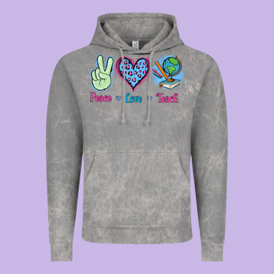 Peace Love Teach Vintage Hoodie Designed By Jasminsmagicworld