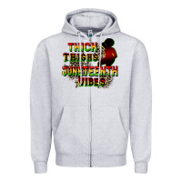 Heather Grey thick thighs juneteenth vibes cowgirl Zipper Hoodie - CowGirlArtShop