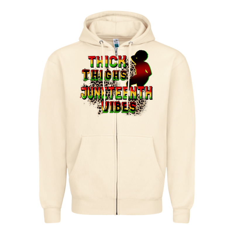 Thick Thighs Juneteenth Vibes Cowgirl Zipper Hoodie by CowGirlArtShop | Teevron