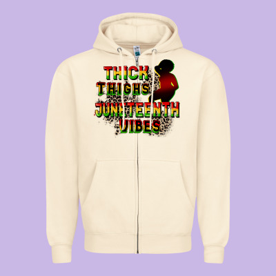 Thick Thighs Juneteenth Vibes Cowgirl Zipper Hoodie Designed By Cowgirlartshop