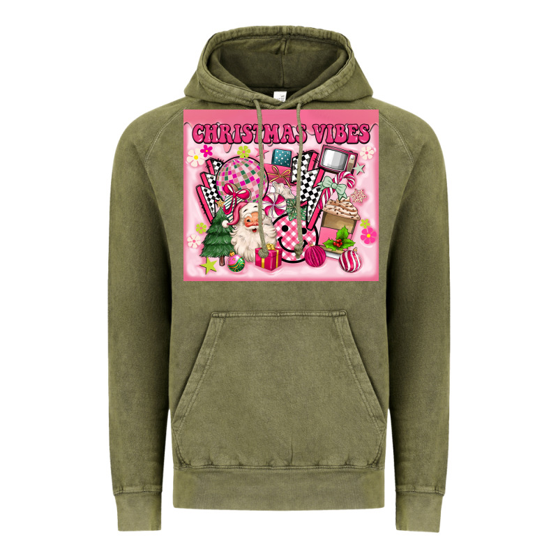 3d Retro Pink Christmas Vibes Vintage Hoodie by MaliasSmallBusiness | Teevron