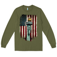 Army Green statue of liberty torch Long Sleeve Tee - BarkalooDesign