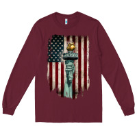 Burgundy statue of liberty torch Long Sleeve Tee - BarkalooDesign