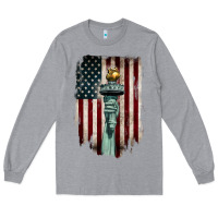 Heather Grey statue of liberty torch Long Sleeve Tee - BarkalooDesign