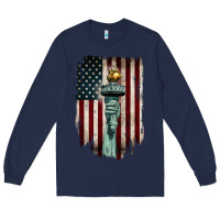 Navy statue of liberty torch Long Sleeve Tee - BarkalooDesign