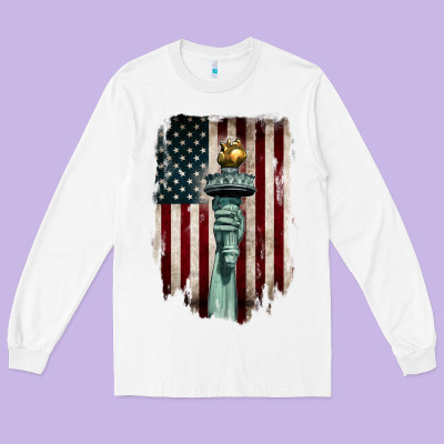 Statue Of Liberty Torch Long Sleeve Tee Designed By Barkaloodesign