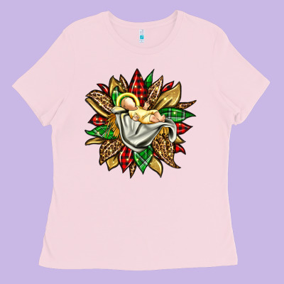 Christmas Baby Jesus Sunflower Ladies Tee Designed By Jasminsmagicworld