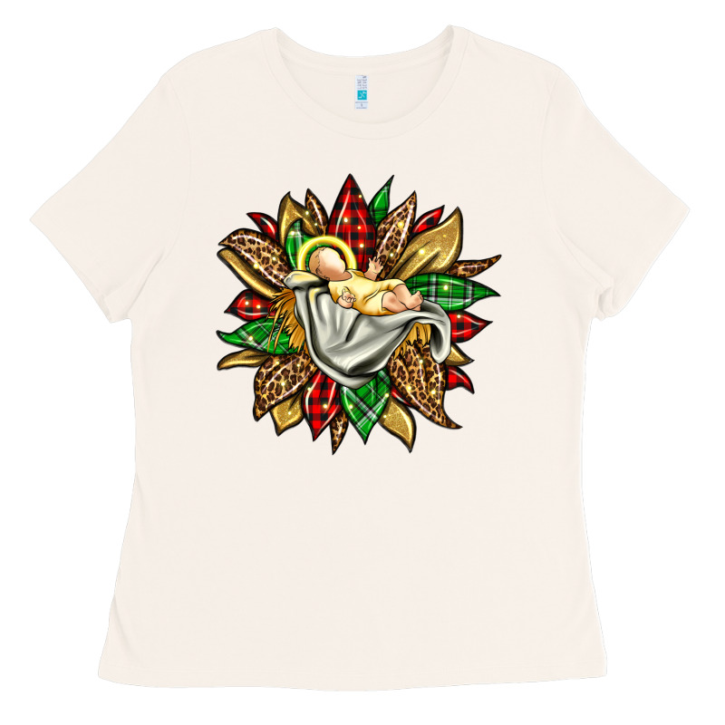 Christmas Baby Jesus Sunflower Ladies Tee by Jasminsmagicworld | Teevron