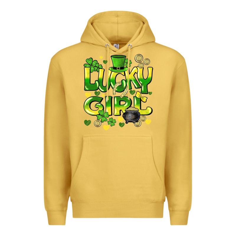 Lucky Girl St. Patricks Day Premium Hoodie by HowdyJamesFarm | Teevron