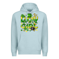 Blue Mist lucky girl st. patricks day Premium Hoodie - HowdyJamesFarm