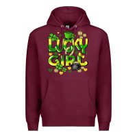 Burgundy lucky girl st. patricks day Premium Hoodie - HowdyJamesFarm