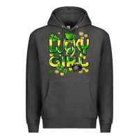 Charcoal Heather lucky girl st. patricks day Premium Hoodie - HowdyJamesFarm
