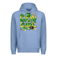 Colony Blue lucky girl st. patricks day Premium Hoodie - HowdyJamesFarm