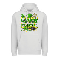 Dove Grey lucky girl st. patricks day Premium Hoodie - HowdyJamesFarm