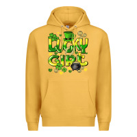 Mustard lucky girl st. patricks day Premium Hoodie - HowdyJamesFarm