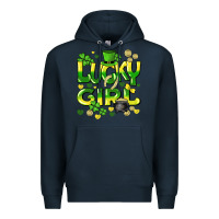Navy lucky girl st. patricks day Premium Hoodie - HowdyJamesFarm