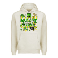 Oatmeal Heather lucky girl st. patricks day Premium Hoodie - HowdyJamesFarm