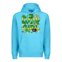 Ocean Blue lucky girl st. patricks day Premium Hoodie - HowdyJamesFarm